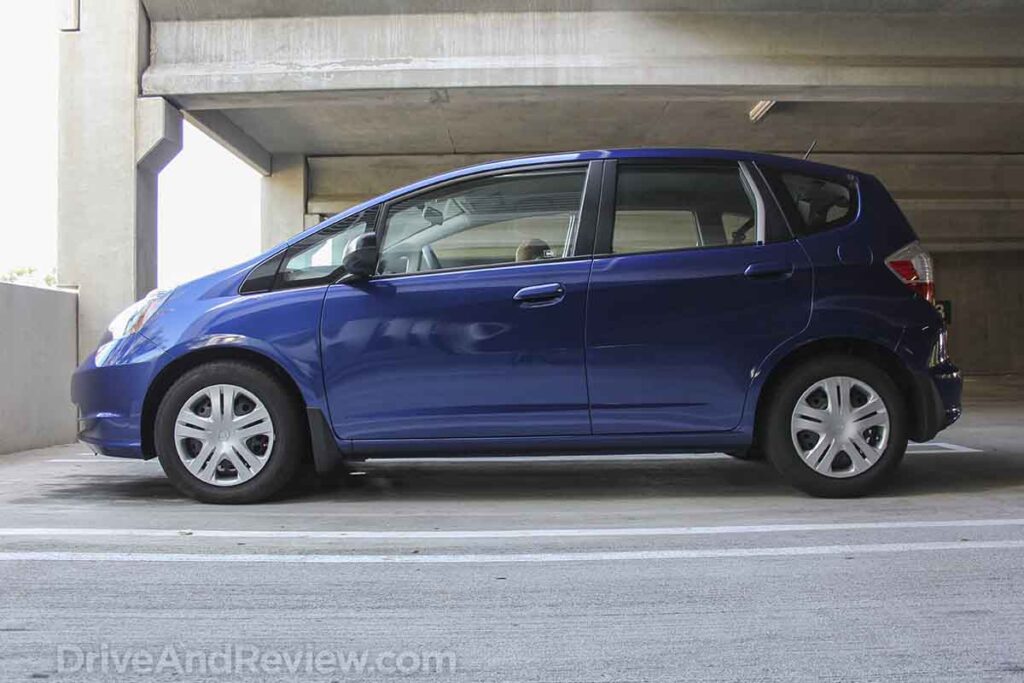 Blue 2010 Honda fit side profile