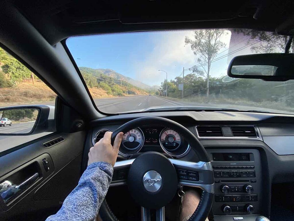 Driving 2012 Ford Mustang GT up at Palomar Mountain San Diego